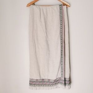 Vintage 100% Linen Wrap Maxi Skirt Oat Flax